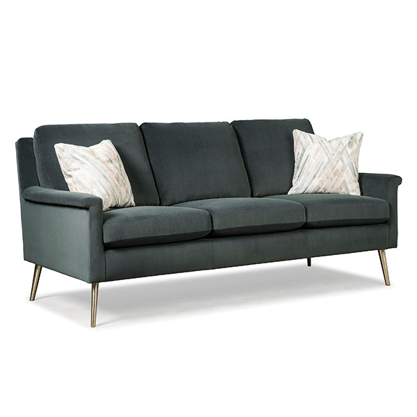 Best Dacey Stationary Sofa w/ Brushed Gold Legs in Smoke-Washburn's Home Furnishings