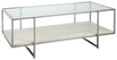 Bodalli - Ivory/chrome - Rectangular Cocktail Table-Washburn's Home Furnishings