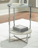 Bodalli - Ivory/chrome - Round End Table-Washburn's Home Furnishings