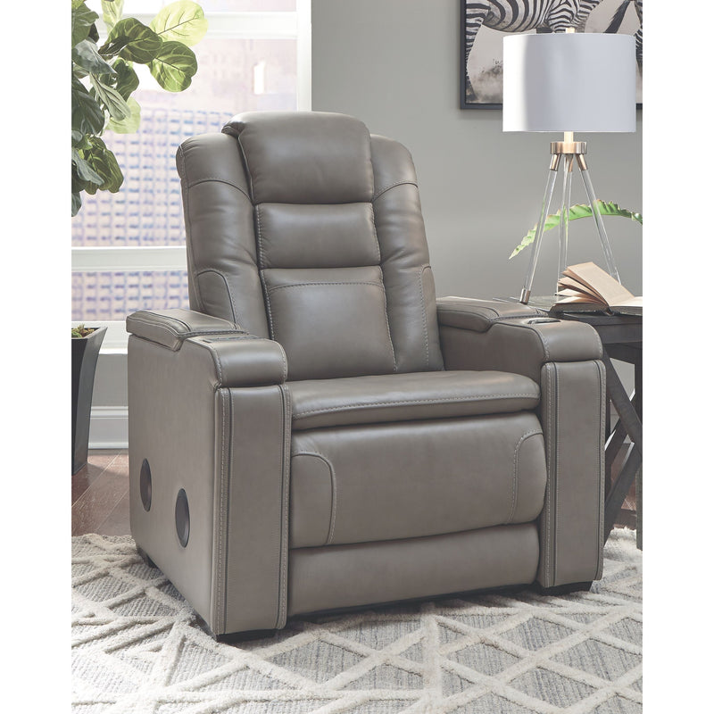 Boerna - Gray - Pwr Recliner/adj Headrest-Washburn's Home Furnishings