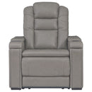 Boerna - Gray - Pwr Recliner/adj Headrest-Washburn's Home Furnishings