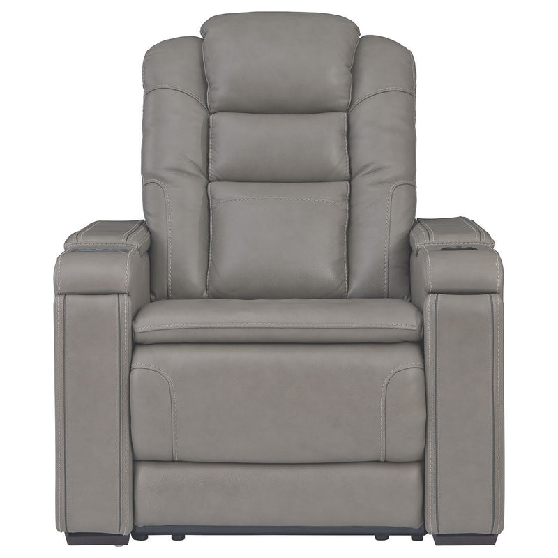 Boerna - Gray - Pwr Recliner/adj Headrest-Washburn's Home Furnishings