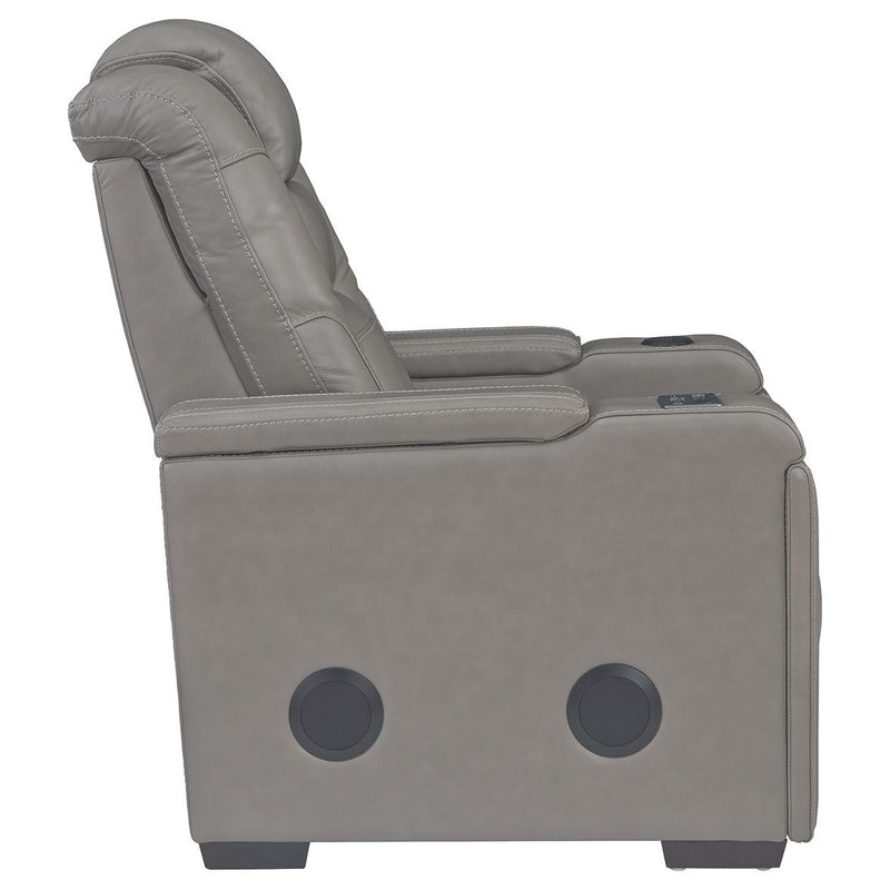 Boerna - Gray - Pwr Recliner/adj Headrest-Washburn's Home Furnishings