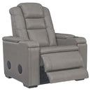 Boerna - Gray - Pwr Recliner/adj Headrest-Washburn's Home Furnishings