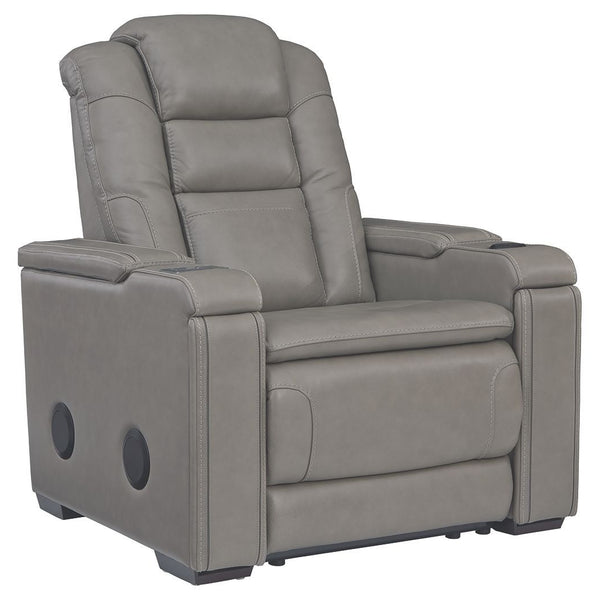 Boerna - Gray - Pwr Recliner/adj Headrest-Washburn's Home Furnishings