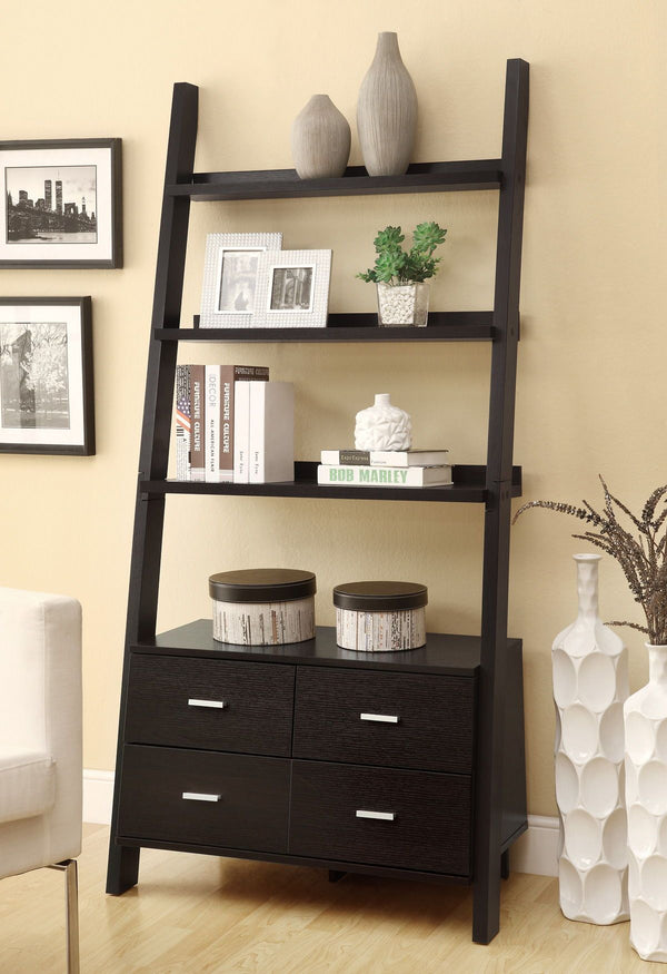 Bower - 4-drawer Storage Bookcase - Black-Washburn's Home Furnishings