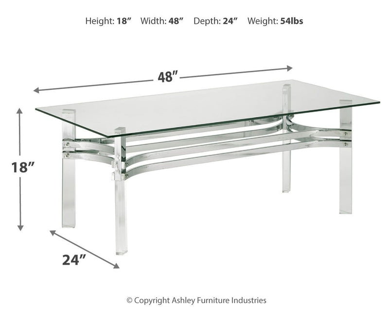 Braddoni - Chrome Finish - Rectangular Cocktail Table-Washburn's Home Furnishings