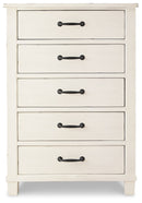 Braunter - Aged White - Five Drawer Chest-Washburn's Home Furnishings