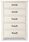 Braunter - Aged White - Five Drawer Chest-Washburn's Home Furnishings