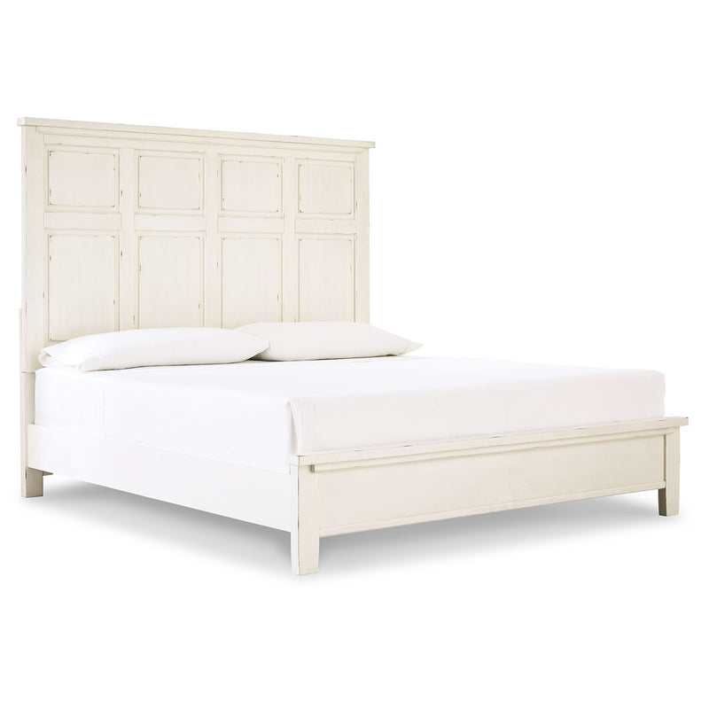 Braunter - Aged White - Queen Panel Bed-Washburn's Home Furnishings