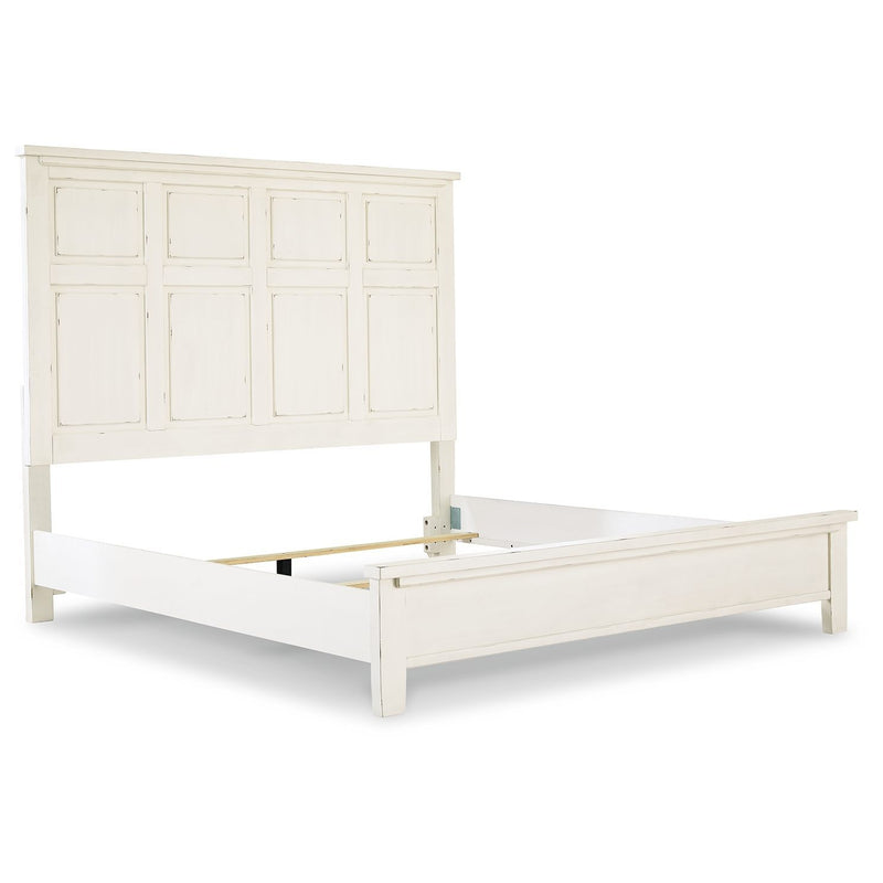 Braunter - Aged White - Queen Panel Bed-Washburn's Home Furnishings