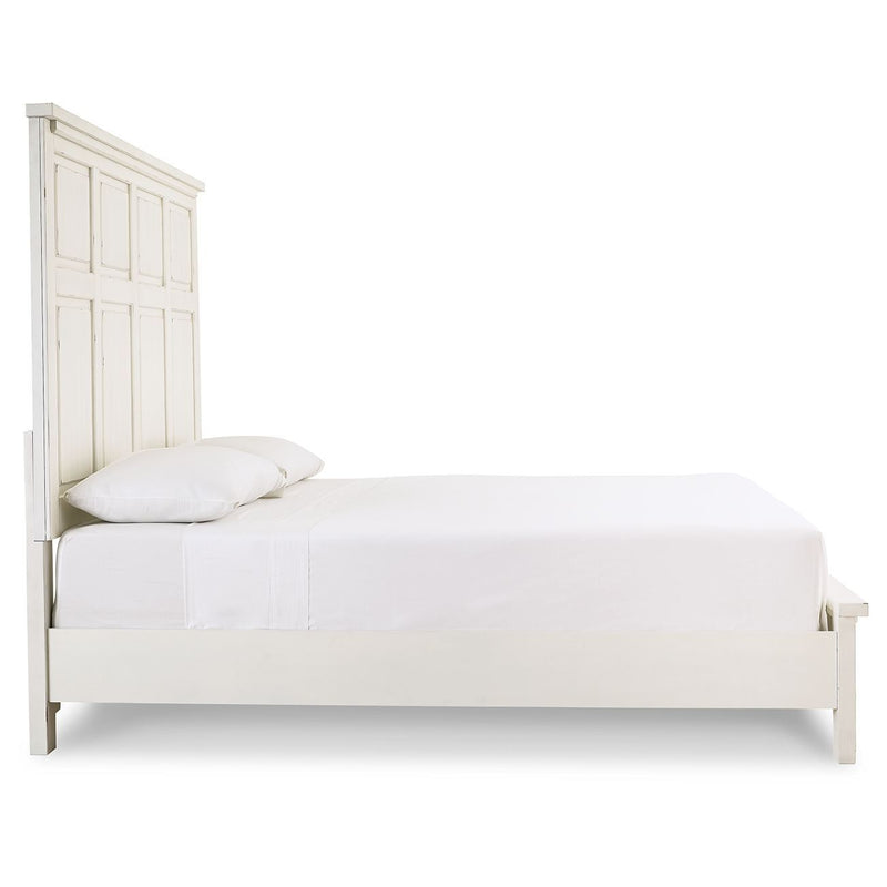 Braunter - Aged White - Queen Panel Bed-Washburn's Home Furnishings