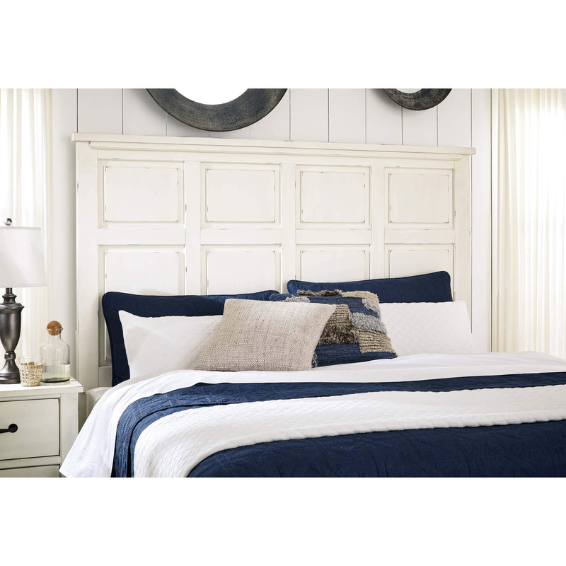 Braunter - Aged White - Queen Panel Bed-Washburn's Home Furnishings