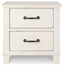 Braunter - Aged White - Two Drawer Night Stand-Washburn's Home Furnishings