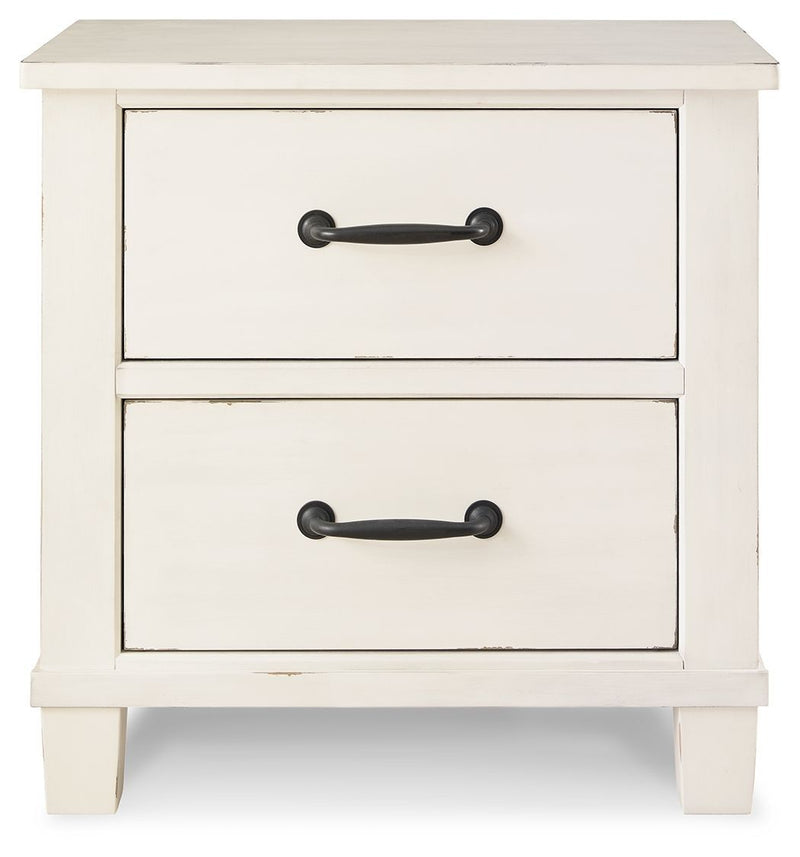 Braunter - Aged White - Two Drawer Night Stand-Washburn's Home Furnishings