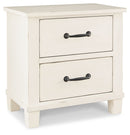 Braunter - Aged White - Two Drawer Night Stand-Washburn's Home Furnishings