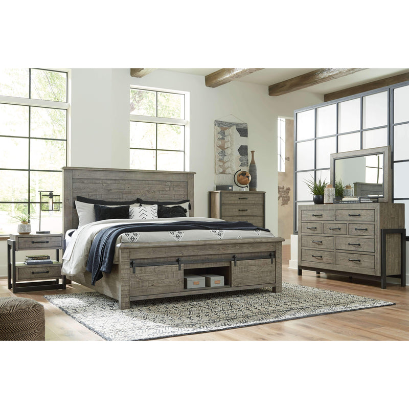 Brennagan - Gray - King Panel Bed With Footboard Storage-Washburn's Home Furnishings