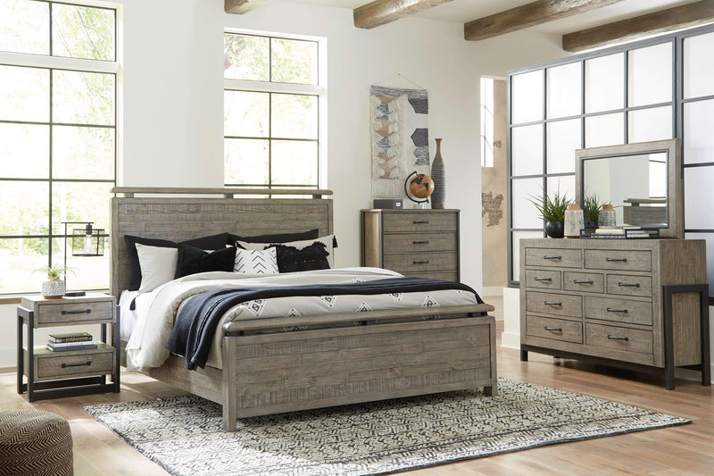 Brennagan - Gray - Queen Panel Bed-Washburn's Home Furnishings