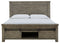 Brennagan - Gray - Queen Panel Bed With Footboard Storage-Washburn's Home Furnishings