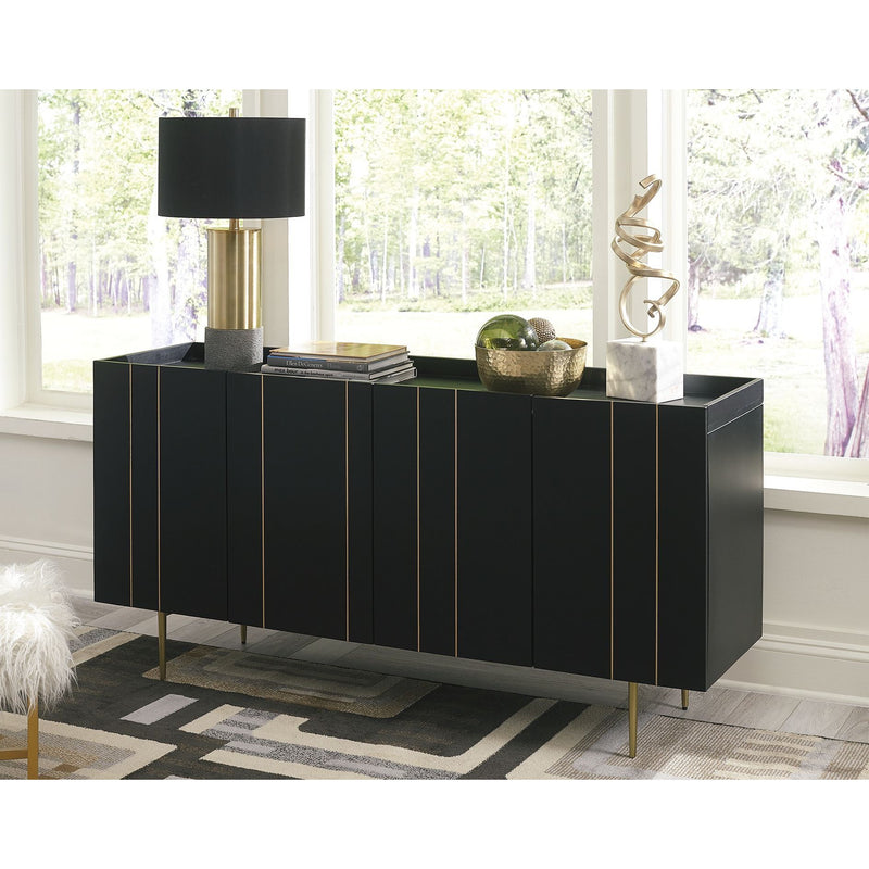 Brentburn - Black/gold Finish - Accent Cabinet-Washburn's Home Furnishings