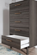 Brymont - Dark Gray - Five Drawer Chest-Washburn's Home Furnishings