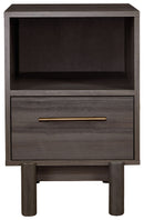 Brymont - Dark Gray - One Drawer Night Stand - Medium-Washburn's Home Furnishings