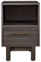 Brymont - Dark Gray - One Drawer Night Stand - Medium-Washburn's Home Furnishings