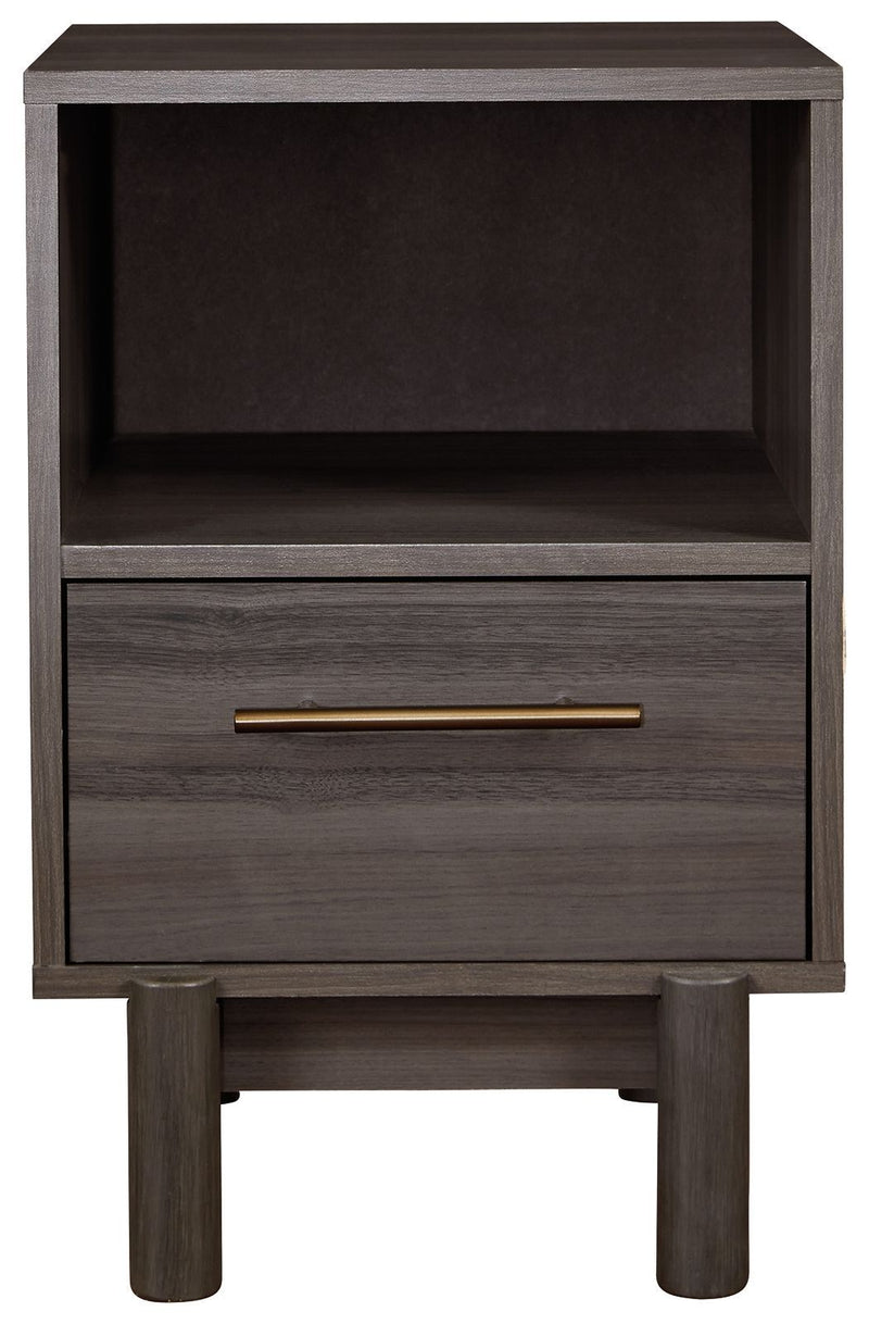 Brymont - Dark Gray - One Drawer Night Stand - Medium-Washburn's Home Furnishings