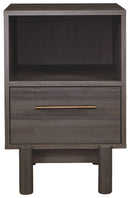 Brymont - Dark Gray - One Drawer Night Stand - Small-Washburn's Home Furnishings