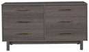 Brymont - Dark Gray - Six Drawer Dresser - Modern-Washburn's Home Furnishings