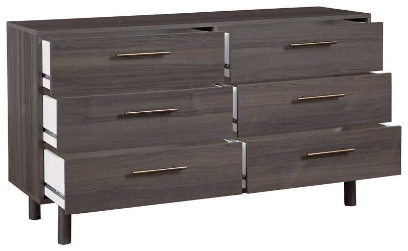 Brymont - Dark Gray - Six Drawer Dresser - Sleek-Washburn's Home Furnishings