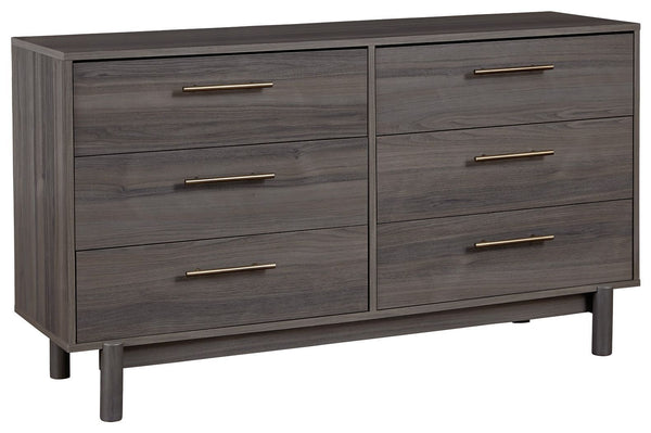 Brymont - Dark Gray - Six Drawer Dresser - Sleek-Washburn's Home Furnishings