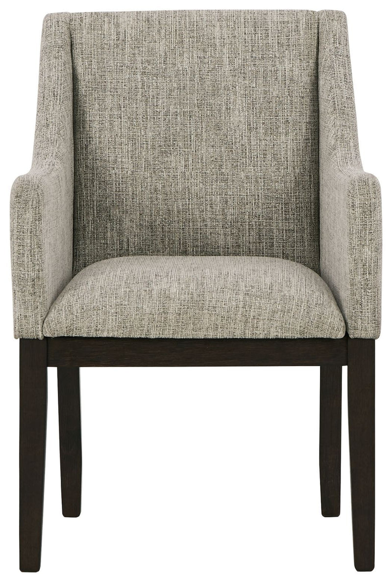 Burkhaus - Dark Brown - Dining Uph Arm Chair (2/cn)-Washburn's Home Furnishings