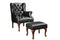 Button Tufted Back Accent Chair With Ottoman - Black-Washburn's Home Furnishings