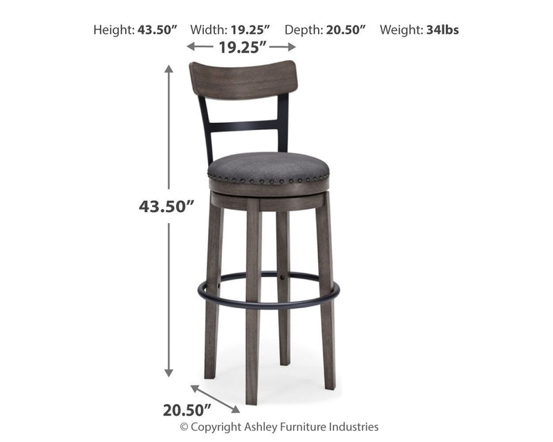 Caitbrook - Gray - Tall Uph Swivel Barstool(1/cn)-Washburn's Home Furnishings