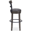 Caitbrook - Gray - Tall Uph Swivel Barstool(1/cn)-Washburn's Home Furnishings