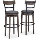 Caitbrook - Gray - Tall Uph Swivel Barstool(1/cn)-Washburn's Home Furnishings