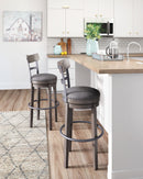 Caitbrook - Gray - Tall Uph Swivel Barstool(1/cn)-Washburn's Home Furnishings