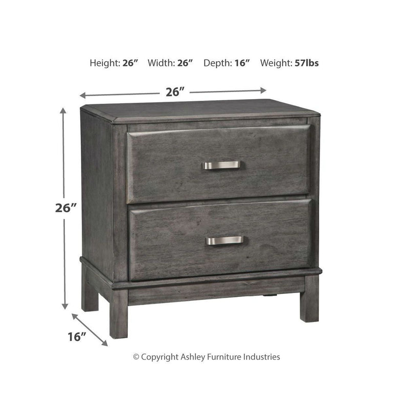 Caitbrook - Gray - Two Drawer Night Stand-Washburn's Home Furnishings