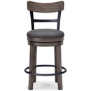 Caitbrook - Gray - Uph Swivel Barstool (1/cn)-Washburn's Home Furnishings