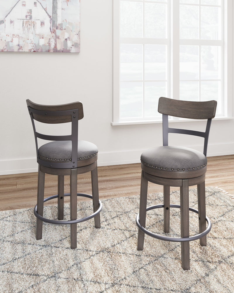 Caitbrook - Gray - Uph Swivel Barstool (1/cn)-Washburn's Home Furnishings