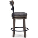 Caitbrook - Gray - Uph Swivel Barstool (1/cn)-Washburn's Home Furnishings