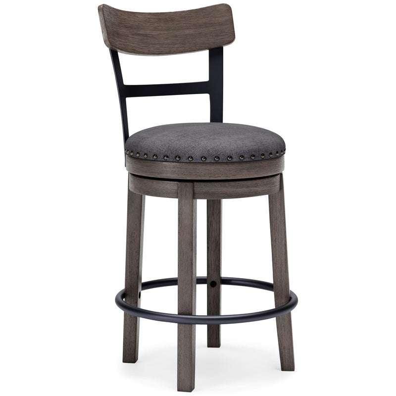 Caitbrook - Gray - Uph Swivel Barstool (1/cn)-Washburn's Home Furnishings