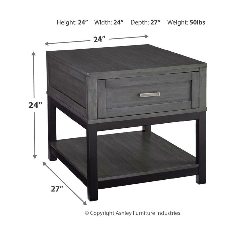 Caitbrook - Gray/Black - Rectangular End Table-Washburn's Home Furnishings