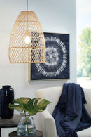 Calett - Beige - Rattan Pendant Light (1/cn)-Washburn's Home Furnishings