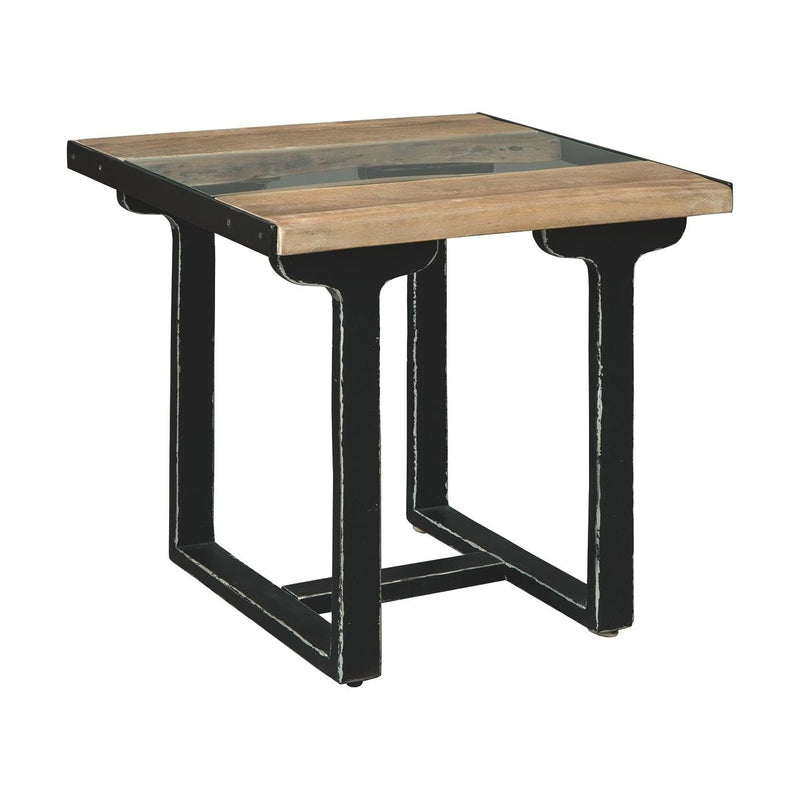 Calkosa - Brown/Black - Rectangular End Table-Washburn's Home Furnishings