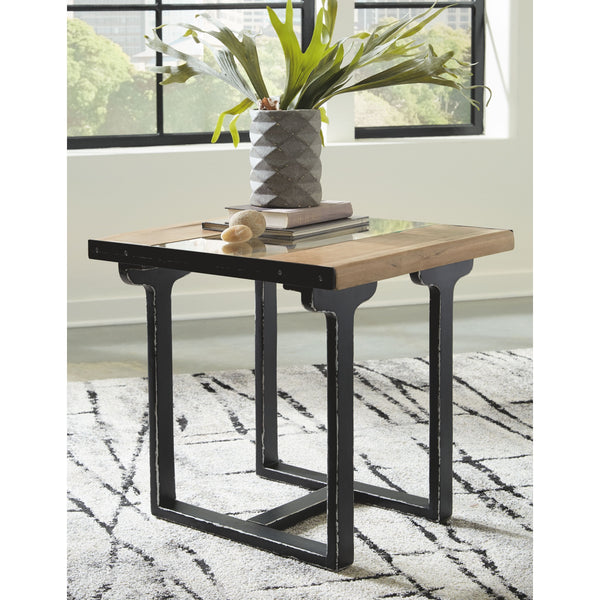 Calkosa - Brown/Black - Rectangular End Table-Washburn's Home Furnishings