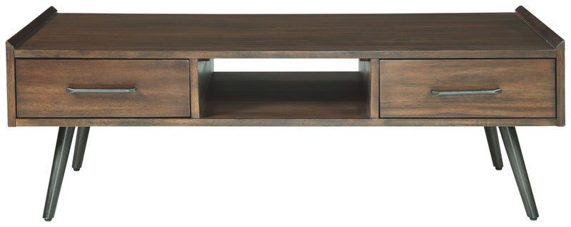 Calmoni - Brown - Rectangular Cocktail Table-Washburn's Home Furnishings