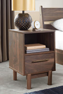 Calverson - Mocha - One Drawer Night Stand - Medium-Washburn's Home Furnishings