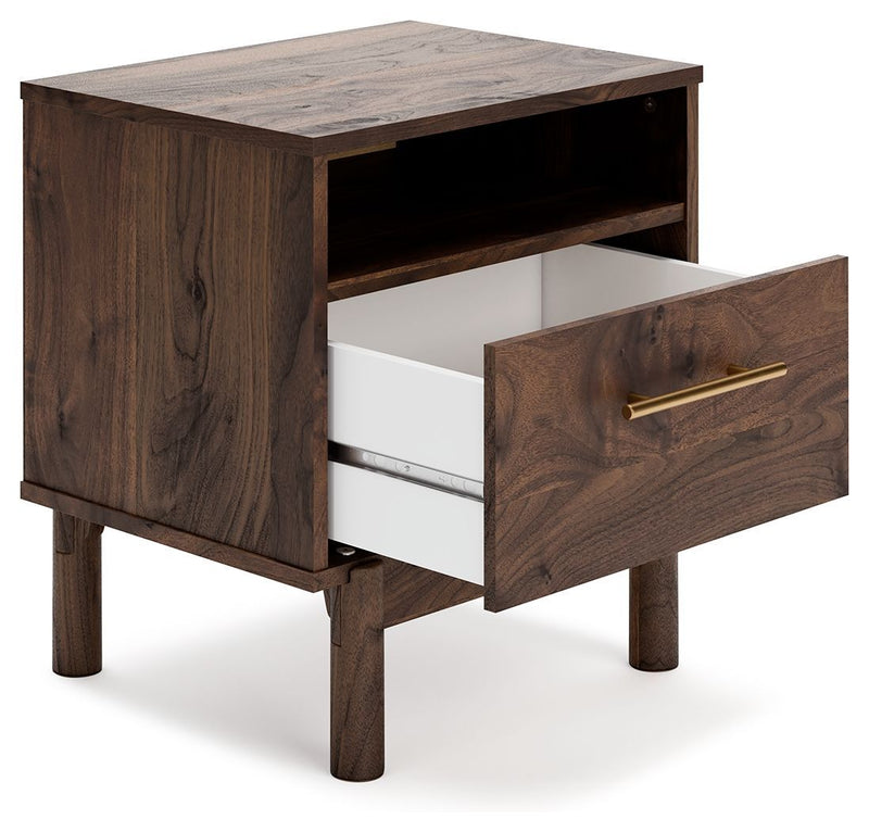 Calverson - Mocha - One Drawer Night Stand - Medium-Washburn's Home Furnishings